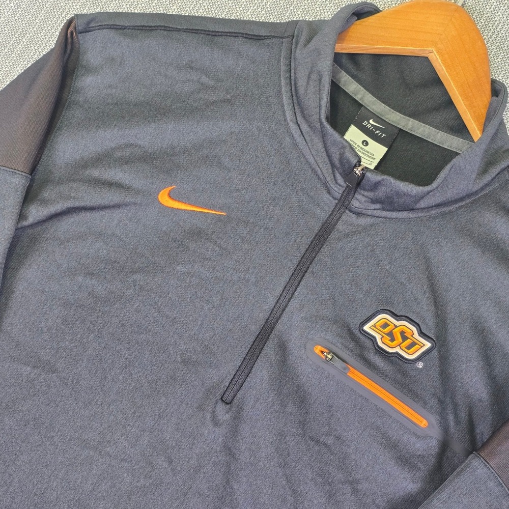 Oklahoma State Cowboys x Nike Mens Large Gray Dri-Fit Sideline Coaches Pullover